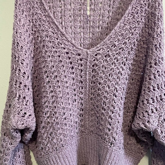 Free People Best of You Open Knit Sweater V-Neck Dolman Sleeve - Picture 5 of 8